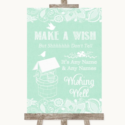 Green burlap lace wishing - burlap,