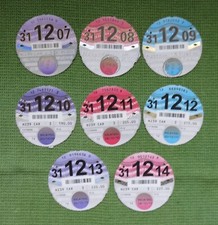 Genuine Collectable Original DVLA issued Old Road Tax Discs + 1 Unused 3D Holder