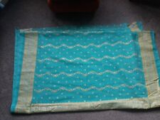 Indian Sari Material Green/Gold/Silver Beautiful Brand New 