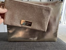 Jimmy Choo Gold Duo Pouch Clutch Bag