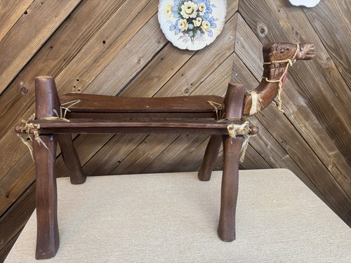 Vintage camel wooden saddle - wooden,