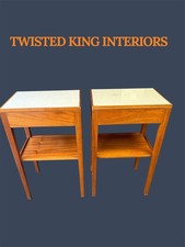 Pair of 1970’s Vintage teak Remploy bedside tables with drawer & Formica Tops