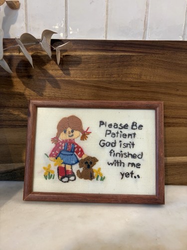Vtg framed crewel - crewel, embroidery