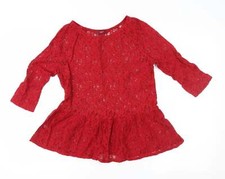 NET Womens Red Polyester Blend Blouse Size 8