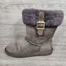 BEACH FEET  Brown Suede Winter Sheepskin Wool Lining Boots Mid-Calf UK Size 6.5 