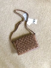 Zara Tan Brown Braided Leather Cross Body Bag Bnwt H90