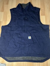 Carhartt Relaxed Fit Sherpa Lined Workwear Vest Gilet Navy Size L Fleece Lining