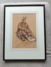 Original Framed Watercolour Scottish Soldier. Signed Frank Scott 1954.