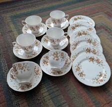 Vintage Colclough bone china tea set autumn leaves