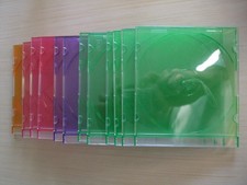 13 x CD/DVD Multi-Coloured Slim Jewel Case Plastic Box