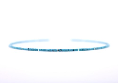 Blue turquoise heishi necklace - blue,