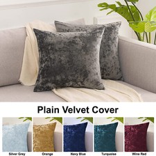 Umi Set of 2 Velvet Cushion Covers Square Plain Throw Pillow Cases Seat Sofa Bed