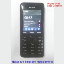 100% Genuine Original Nokia 301 Single Sim 3.15MP GSM 3G Unlock Mobile Phone Blk