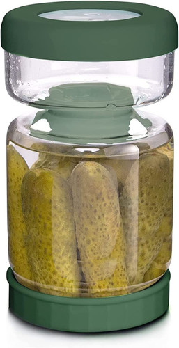 Glass pickle jar with - glass, strainer