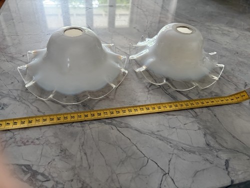 Pair vintage glass shades - vintage,