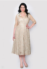 BNWT Bombshell by Katya Wildman Gold Sation Collar lace dress size 10 RRP £259