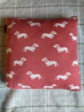 Emily Bond Knitted Cotton Dachshund Cushion In Pink