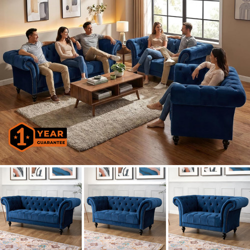 Blue velvet chesterfield sofa - chesterfield,