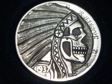 1937 -P HOBO NICKEL - NATIVE AMERICAN CHIEF SKULL