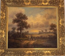 Large Antique oil painting on