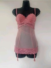 Victoria's Secret Lingerie Dusky Pink Suspender Chemise - Size 34B 75B 