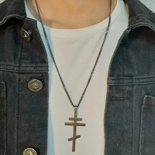 Silver orthodox russian - russian, cross