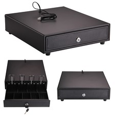 Heavy Duty POS Cash Drawer Register 4 Bills 5 Coins Removable Cash Tray Till Box