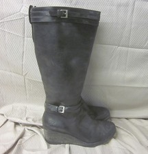 UGG Tall Riding Boots Black Irmah Knee High Wedge Leather 1003362 Women's Size 9