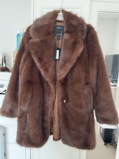River Island Size S Brown Faux Fur Coat