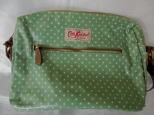 Cath Kidston Oil Cloth Shoulder Bag Green Polka Dots Long Handle Small Handbag