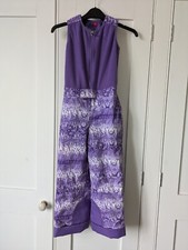 Spyder girl's ski trousers Salopettes purple white - Size 6/ 110cm. Great cond