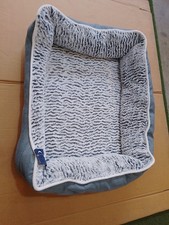 Grey Faux Linen/Cream Fur Medium Sofa Bed 60x50x25cm Washable 