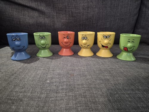 Vintage funny face eggs cups - face,