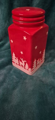 Red white christmas cookie jar - christmas,