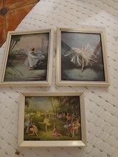 Vintage Framed Prints x 3 , BALLET BALLERINAS ( Small ) - Carlotta Edwards style