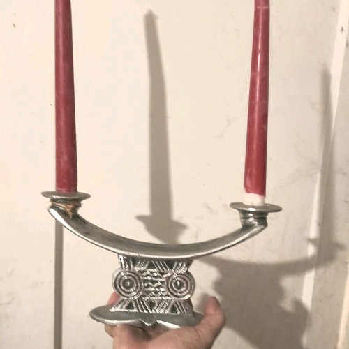 Vtg pewter candle holder - pewter,
