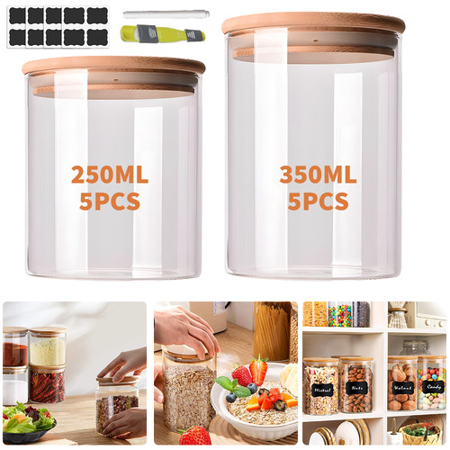 10x large glass storage jars - 10x,