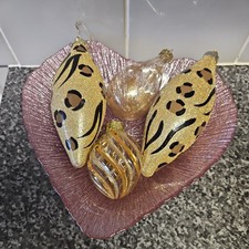 Large Glass Gold Teardrop  Baubles Boxed X4 bundle Leopard print 🐆 