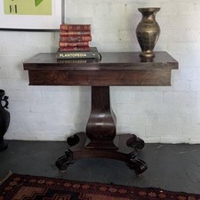 Antique Georgian Regency Rosewood Foldover Card Table on Scroll Feet - C.1830