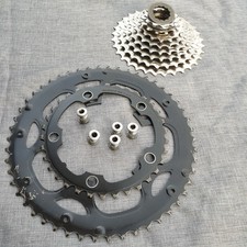 CLEAN SHIMANO SG-X 50/34 chainrings 5 arm spider  110BCD +HG50 CASSETTE & BOLTS 