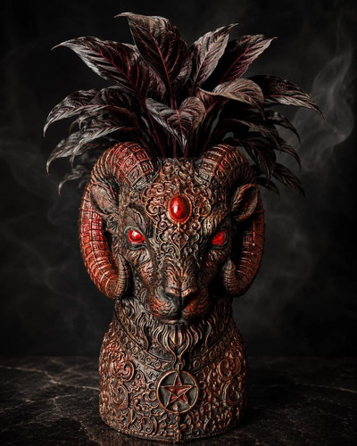 Ram head planter - planter, cast