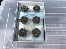 Set Of 6 Vintage Style Ornate Rose Shaped Drawer Knobs