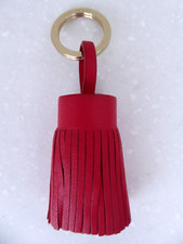 Mulberry Tassle Keyring Bag Charm in Hibiscus Leather in Retired design