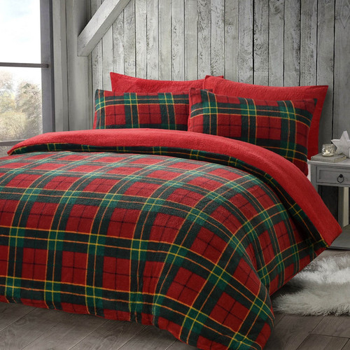 Tartan teddy fleece duvet - tartan,