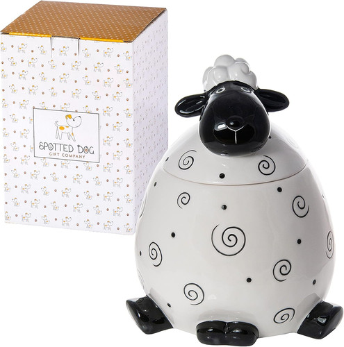 Sheep cookie jar with - cookie, lid