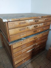 Wooden Vintage Artist/Architect Plan Chest. 9 Drawers With Removable Top 3.Used