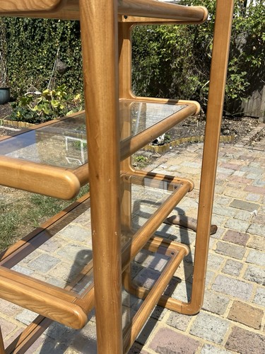 Vintage wood glass 3 shelf - &, 3-shelf