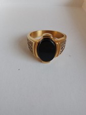 Men's Faux Gold and Onyx Dress Ring