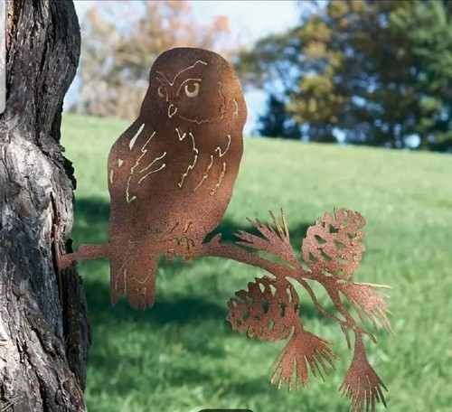 Rusty owl metal bird - metal,