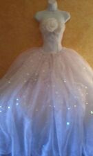 Victorian Inspired Iridescent Sequin Lace Embroidered Corset Wedding BallGown 